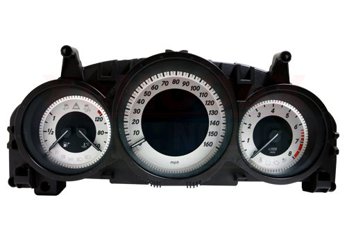 This is a Repair Service for your Mercedes-Benz instrument cluster. XeMODeX repair service will fix erratic or stuck speedometer, cluster works intermittently or not working at all, center display flickering or not working at all, problems with individual gauges.